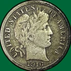1916-S Barber Dime Very Fine VF Coin #41984