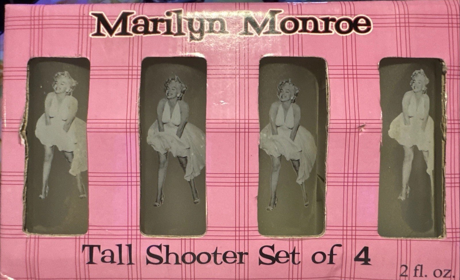 New In Box--Marilyn Monroe Tall Shooter Shot Glasses-Glass--Nib
