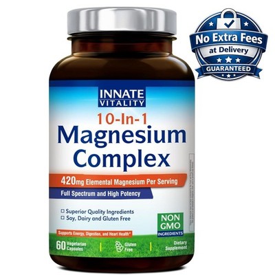 Magnesium 10 in 1 Complex Supplement with Glycinate Citrate Malate 60 Capsules