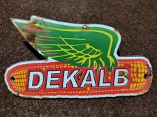 Porcelain Dekalb Enamel Metal Sign Plate Size 6x3.5 Inches
