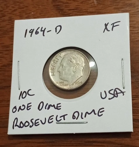 USA 10c ~ One Dime ~ Roosevelt Dime  1964-D ~* XF ~ Silver Coin
