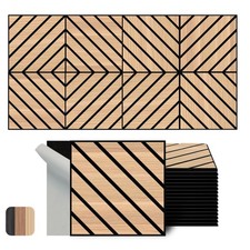 Gewebte Sound Handwerk Akustik Wandpaneele 16er Pack 12x12 Zoll PVC Holzmaserung