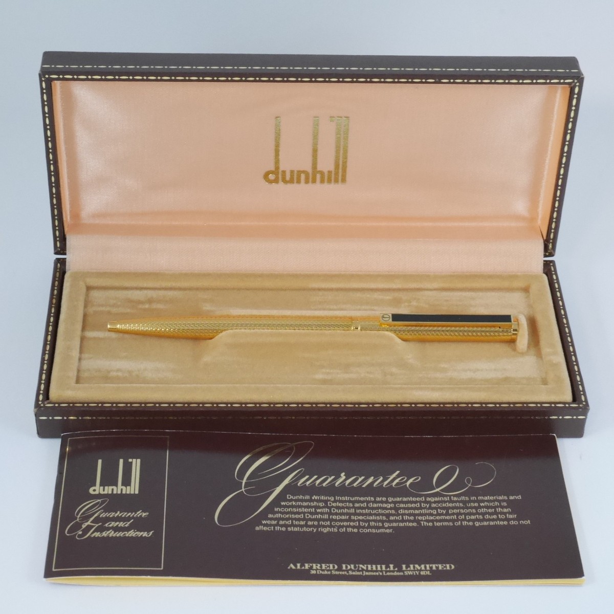 dunhill Gemline Gold Plated Barley Black Clip Ballpoint Pen