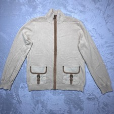 Suéter Cárdigan Lauren Ralph Lauren Para Hombres XL Palomino Tejido Arena Elastizado Cremallera Completa