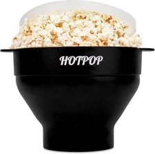 The Original Hotpop Microwave Silicone Popcorn Popper, Collapsible Bowl - Black