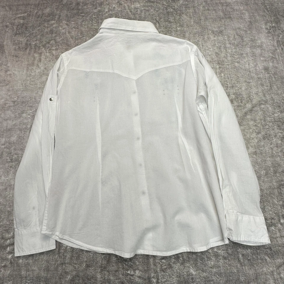 Panhandle Shirt Womens XL White Embroidered Western Snap Button Long Sleeve - Image 2 of 4