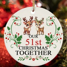 51st Christmas Together Ornament Funny Reindeer Couple 51 Year Anniversary Gift