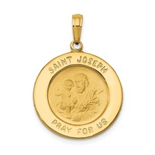 14k Yellow Gold Saint Joseph Medal Pendant Catholic Jesus Devotional Necklace
