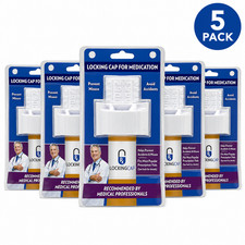 LockingCap Medication Locking Cap Combination Lock Fits Most Standard Vials 5 Pk