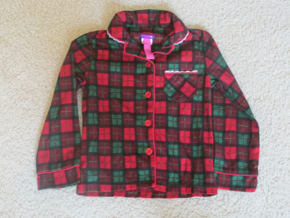 Девочки 2 изделия фланелевые пижамы красный и зеленый клетку брюки и рубашка размер 4/5 - Изображение 3 из 4