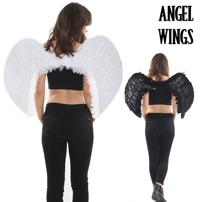 Damen Engel Feder Flügel Märchen Kostüm Verkleidung Krippe Accessoire UK