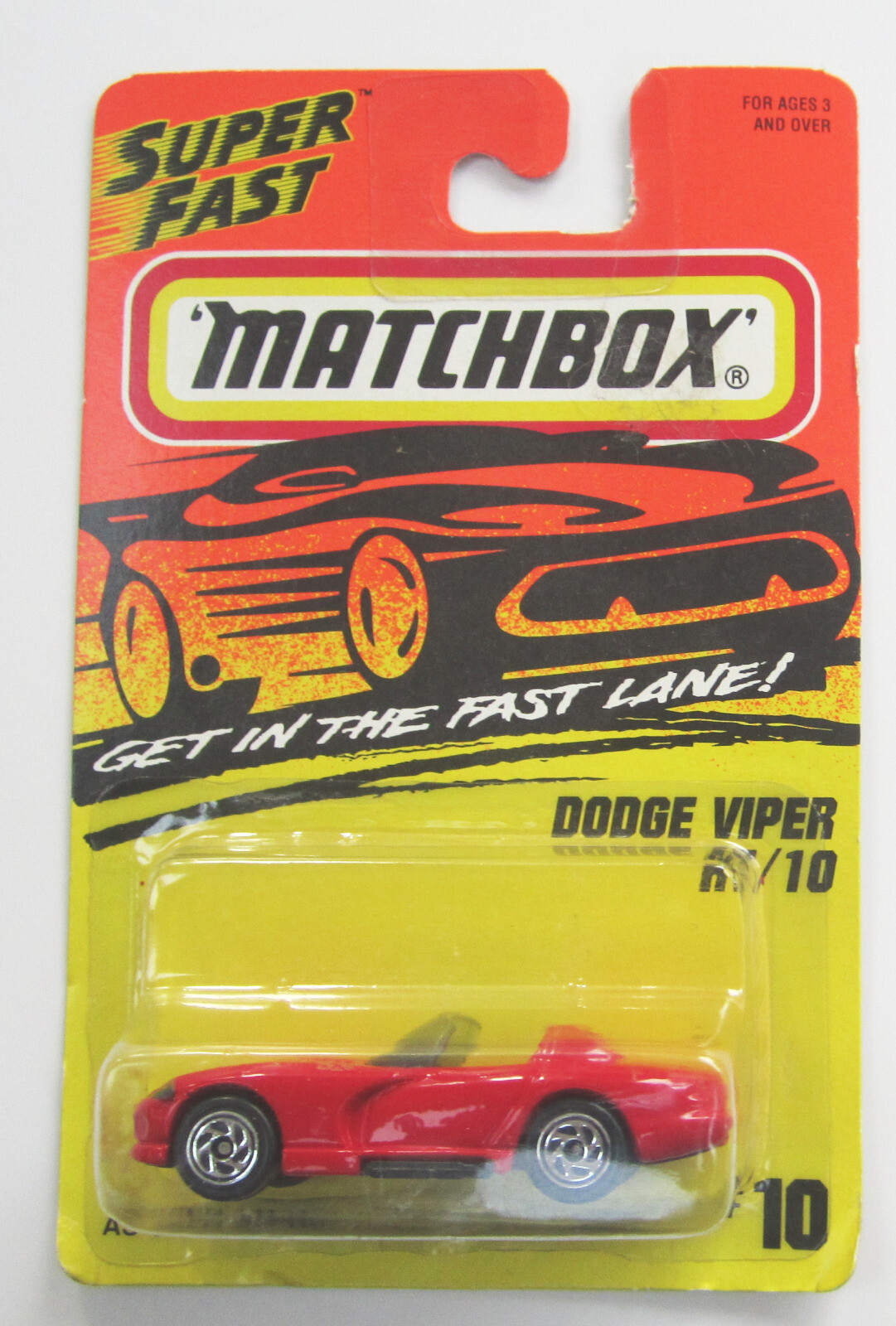 1994 Matchbox VIPER RT/10 Red #10 New Mint on Card MOSC MOC Silver Rims