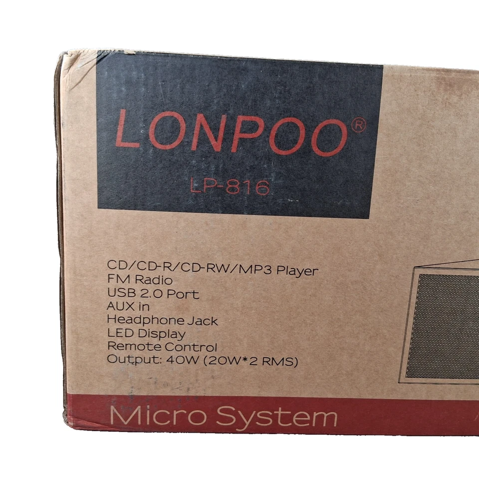 Lonpoo Nostalgic LP-816 CD CD-R CD-RW MP3 Player FM Radio Micro System Rich Bass - Image 4 of 4