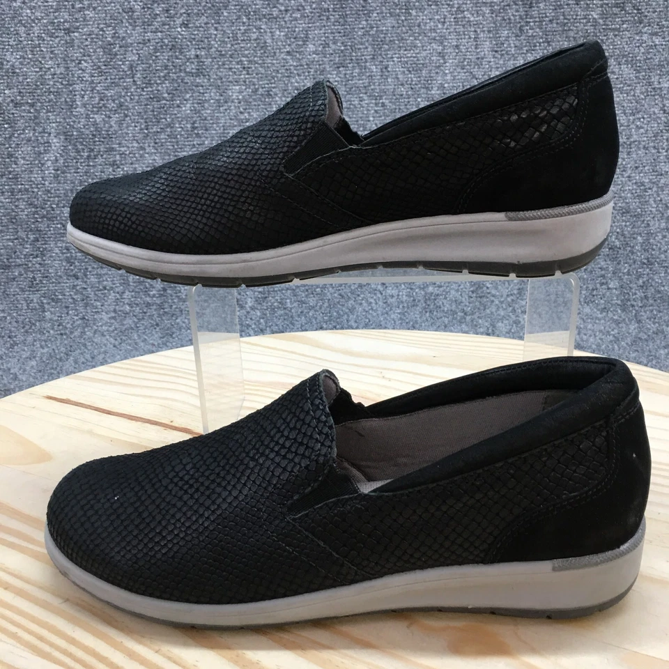 Walking Cradles Shoes Womens 7.5 M Orleans Casual Slip On Loafer Black Leather - Image 2 of 4