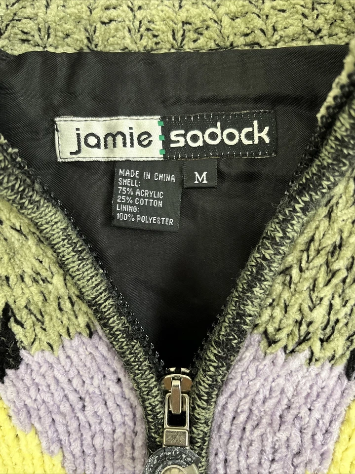 Cárdigan Suéter Jamie Sadock Chenille Para Mujer Mediano Completo Cremallera Forrado CB88M Foto 3 de 4