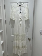 Brand New White Nasty Gal Lace Insert Maxi Dress (UK Size 6)