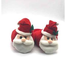 No Size Marking Santa Christmas Holiday Child  s Fuzzy House Slipper Shoes