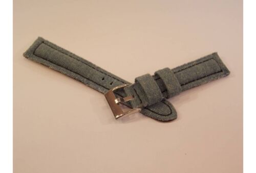 Cinturino tessuto jeans blu chiaro stoffa fibbia acciaio Watch strap denim parts - Imagen 1 de 2