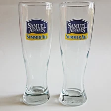 2  Samuel Adams Summer Ale Now In Season Beer Glasses Set of 2 Pilsner Pub Tall