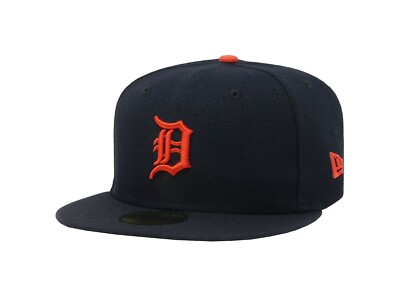 New Era 59Fifty Men Women Cap Detroit Tigers Navy Blue On Field Fitted Road Hat