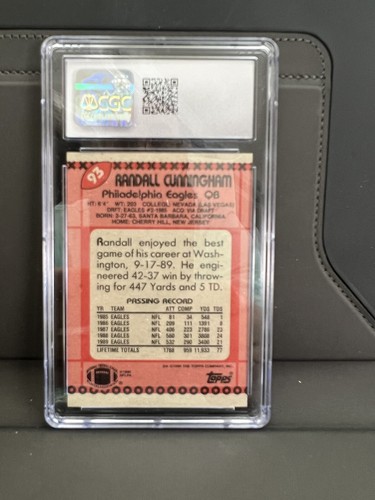 1990 Topps #93 Randall Cunningham Graded 8.5 NM/Mint+ - Picture 2 of 2