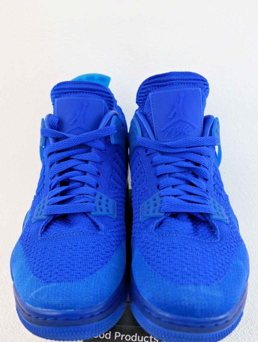 NIKE Men 8.0US Air Jordan 4 Retro Flyknit Hyper Royal/Black Aq3559