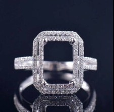 8X10 MM Octagon Semi Mount Ring,Octagon Blank Semi Mount, 925 Sterling Silver,