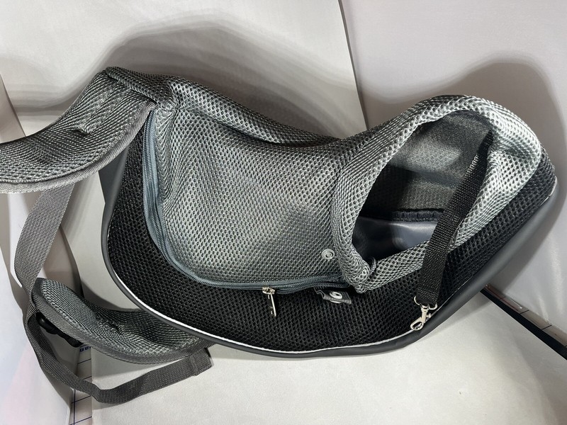 Cuby Pet Sling Carrier for Small Dogs Cats,Drawstring,Zipper-Black-small 3-5lb