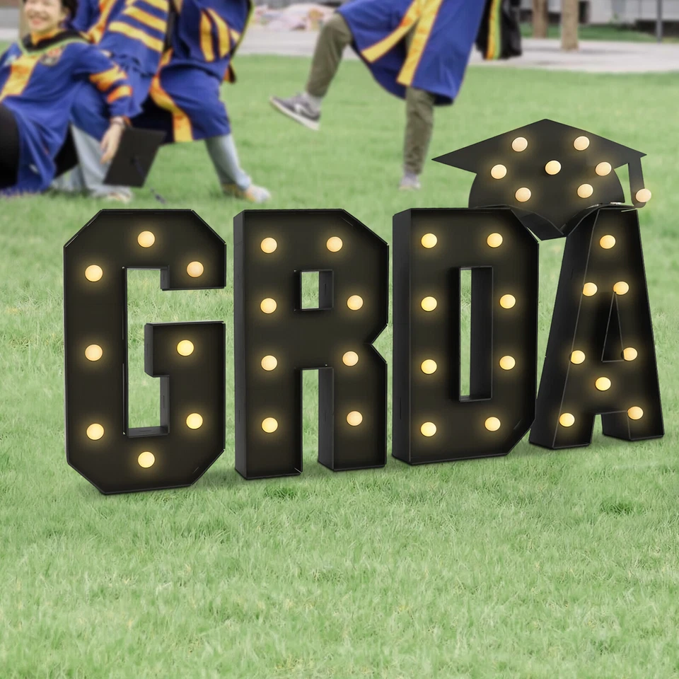 GRAD Light Up Letters Graduation Decoration KT Board LED Letter Lights USA - Image 3 of 4