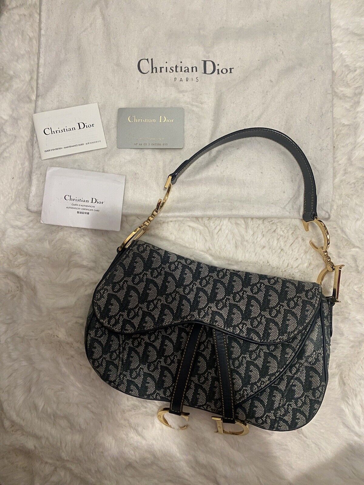 Dior Navy Trotter Canvas Double Saddle Bag  51 Stylish Vintage Gifts  Anyone Would Go Crazy For  POPSUGAR Fashion Photo 44