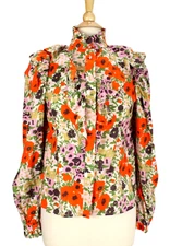 & Other Stories Stockholm Atelier Blouse womens 2 Floral Ruffles Long Sleeve
