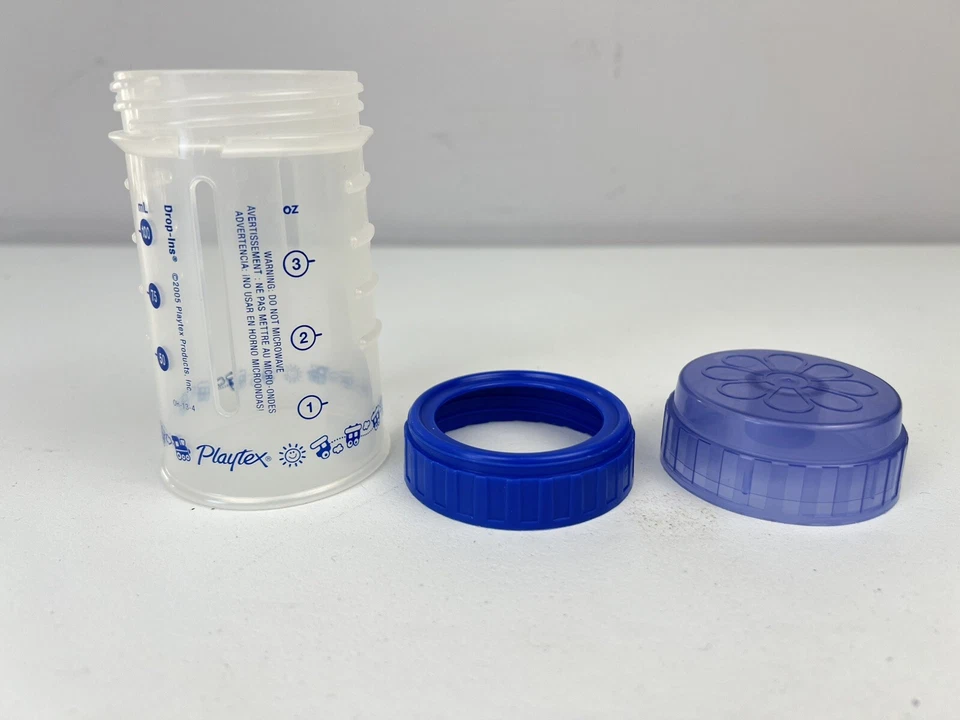 Biberón vintage Playtex Nurser pezón marrón 4 oz azul con forros Foto 4 de 4