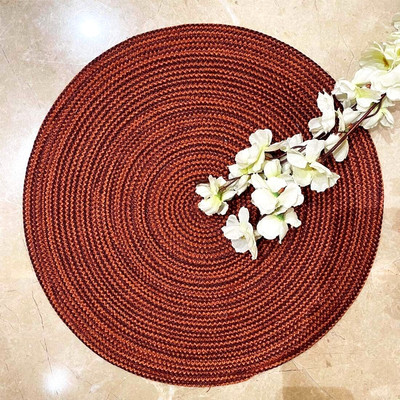 Polypropylene Burgundy-Tan Melange Round Table Placemat (40 cm) 4 Pcs