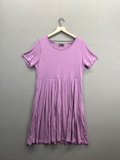 Tralilbee Womens Purple Mini Dress Short Sleeve Scoop Neck NWT Size L