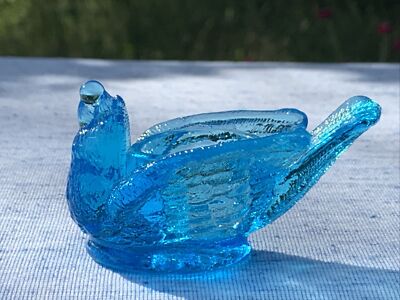 RARE Degenhart Bird & Berry Salt Dip Cellar BLUE BIRD OF HAPPINESS