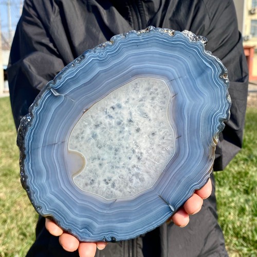 1.56LB Natural Agate Striped Crystal Quartz, Hand-cut Mineral Specimen Healing - 第 10/14 張圖片