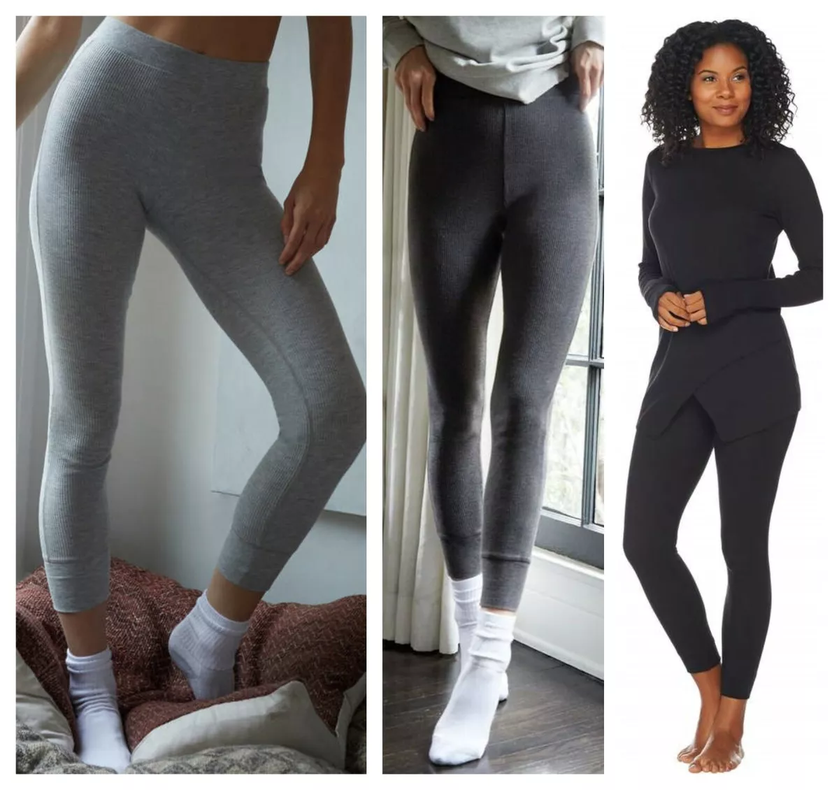 ANYBODY COZY EVERYDAY KNIT WAFFLE THERMAL GYM RUN YOGA LEGGINGS QVC NEW $ 30