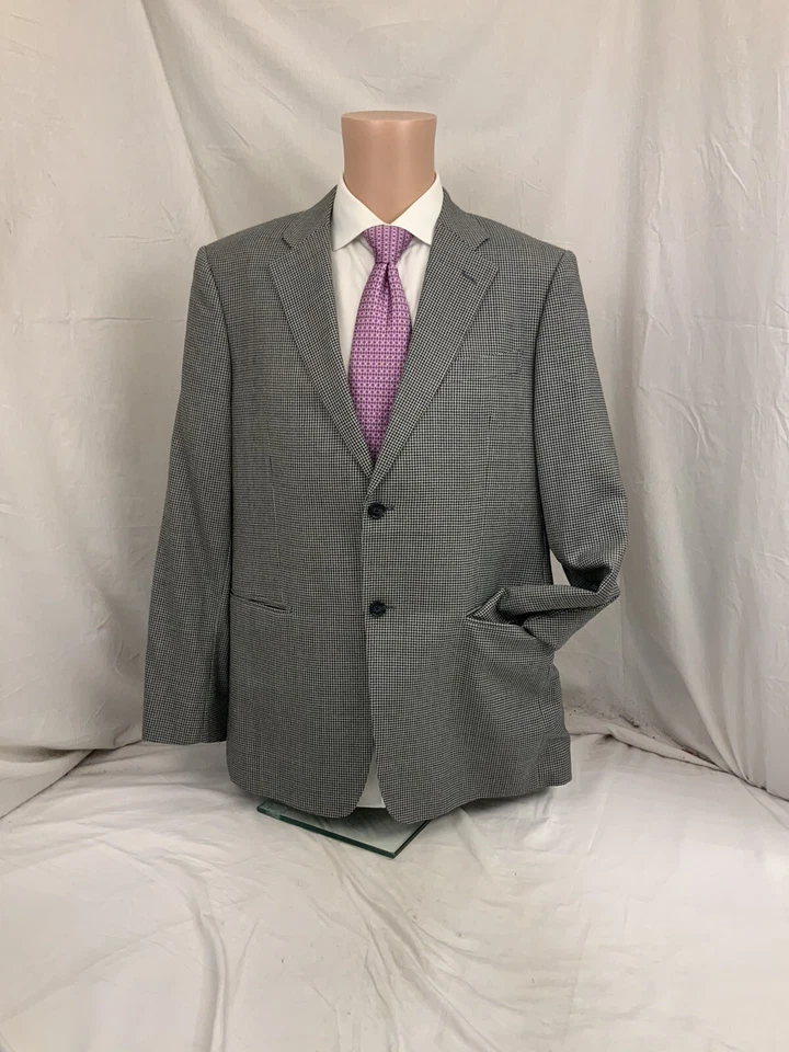 Blazer John W Nordstrom 42R Gris Azul Cuadros Lana Seda 2B1V Como Nuevo YGI T2-116 Foto 2 de 4