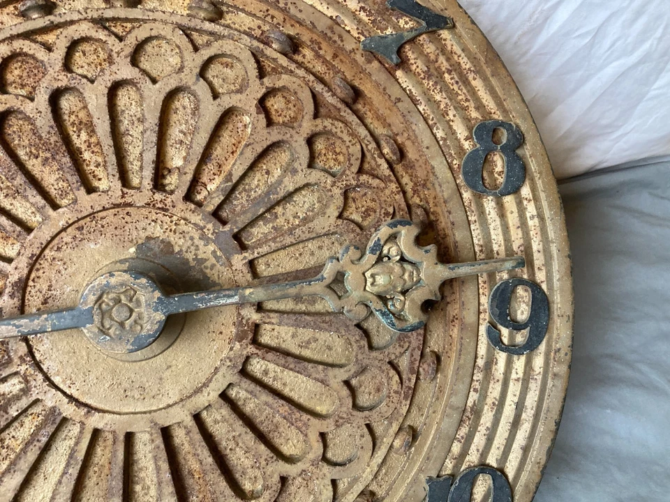 Antiguo indicador de piso de hierro fundido de 19" esfera números de latón flecha 391-23E Foto 3 de 4