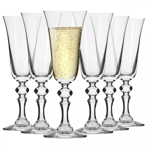 Krosno Krista GläSer FüR Champagne Prosecco Sekt | Set 6 | 150 Ml | SpüLmaschine-image