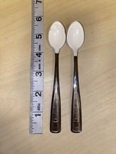 2 Vintage  80  s The First Years Baby Spoons Stainless Soft Bite Rubber Tip