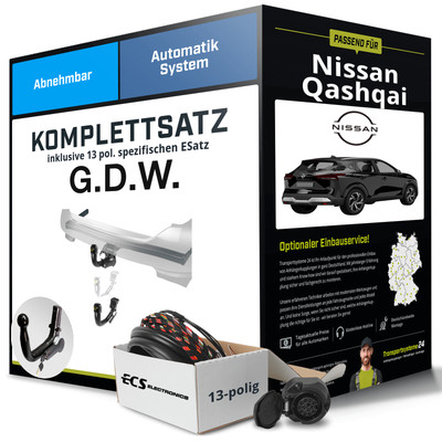 Für NISSAN Qashqai III Typ J12 Anhängerkupplung abnehmbar +eSatz 13pol 21-24 NEU