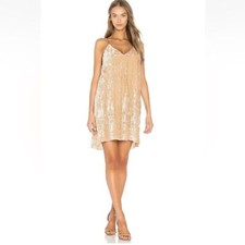 Alice + Olivia Fierra Tank Dress Silk Blend Mini Tan Small