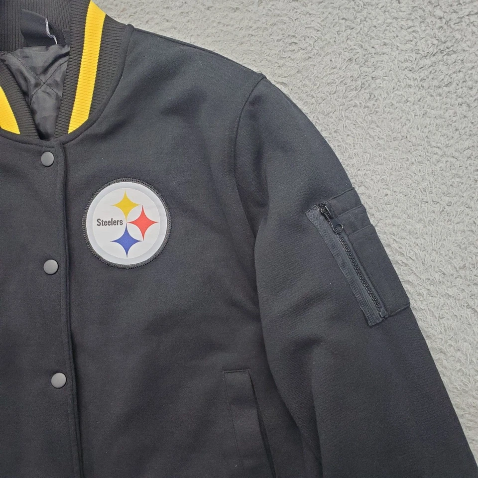 NFL Pittsburgh Steelers Equipo Ropa Chaqueta Fútbol Mujer XL Negro Botón Delantero Foto 3 de 4