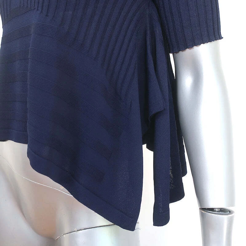 Opening Ceremony Asymmetric Crop Top Navy Linear Ribbed Knit Size Extra Small - Image 3 of 4