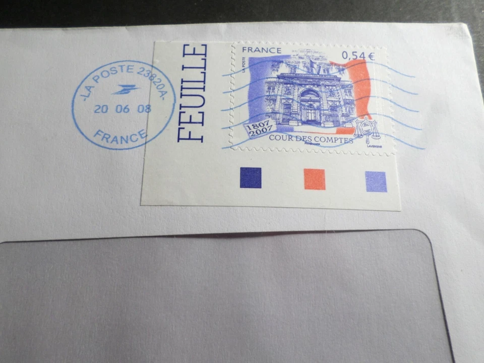 FRANCE timbre AUTOADHESIF 117, SEUL sur LETTRE COUR DES COMPTES, oblitéré - Photo 2/3