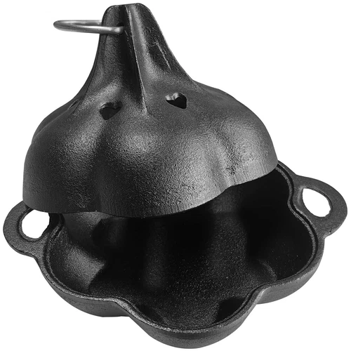Pre-Seasoned Cast Iron Smoker & Garlic Roaster, Heavy Duty with Lid & Smoker ...