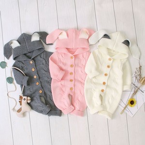 0-24M Newborn Infant Baby Girl Boy Winter Warm Coat Knit Outwear Hooded Jumpsuit