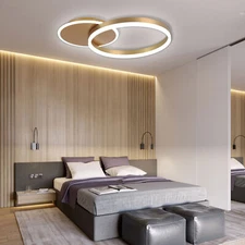 Home Dimmable Gold Round Ring Hanging Light Ceiling Light Flush Mount Chandelier