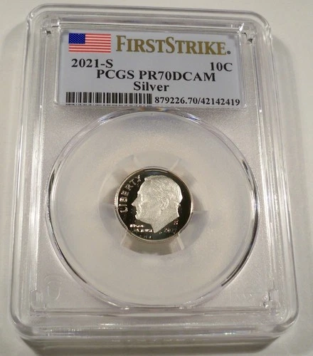 2021-S 10c SILVER PCGS PR70DCAM ROOSEVELT DIME FIRST STRIKE PROOF DEEP CAMEO